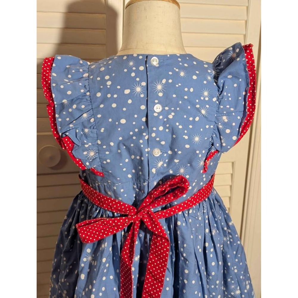 Eleanor Rose Christmas Dress | Girls 4T–5T | Blue Red Holiday Scene - Picture 6 of 8